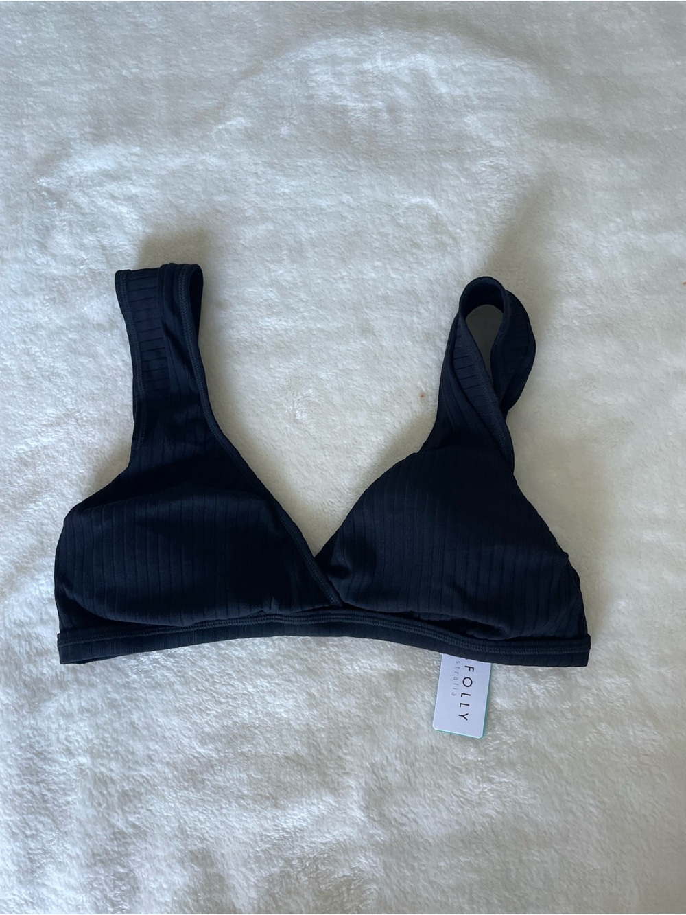 Seafolly Inka Black Ribbed Wireless Swim Bra